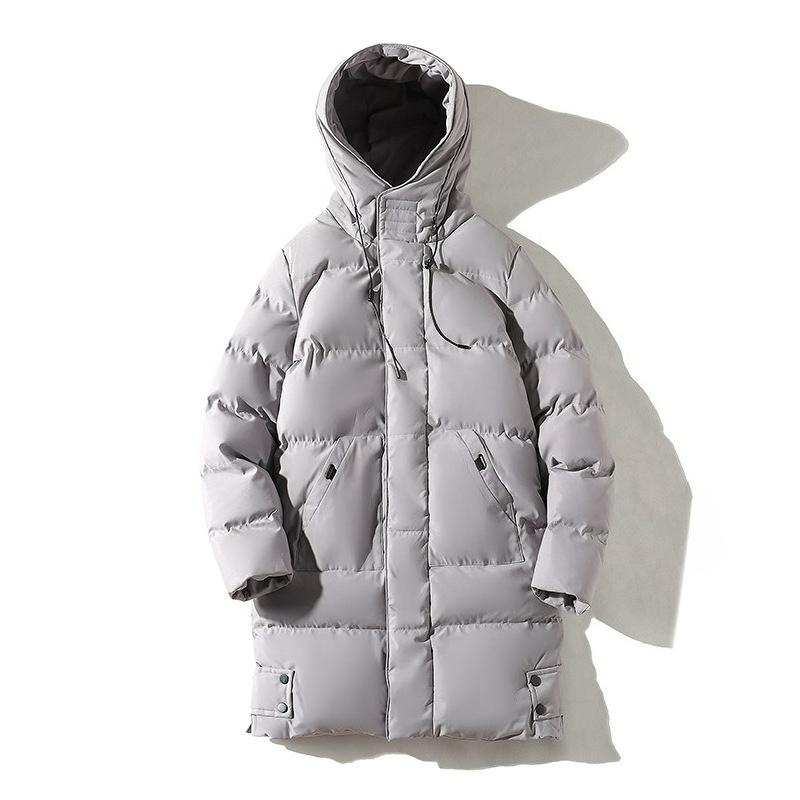 

Куртка средней длины с подкладкой, мужская зимняя свободная куртка с капюшоном, толстая куртка с пуховой подкладкой, мужская S серый