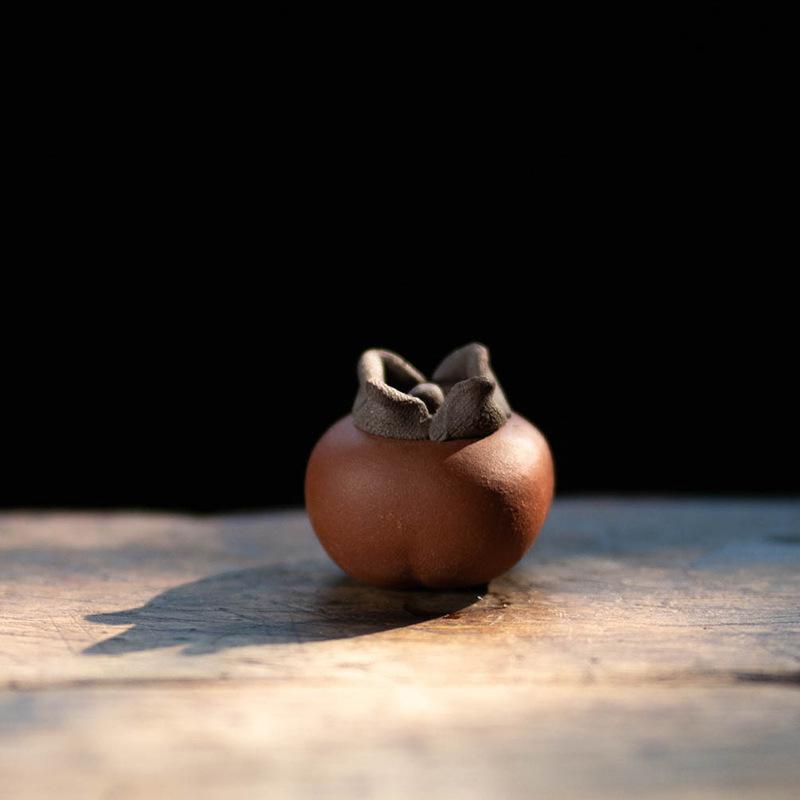 Исинская фиолетовая глина Мини Милый Маленький Хурма Чайный питомец Роскошный Изысканный Миниатюры Чайная фигурка Игровые игрушки Чайная статуэтка Украшения