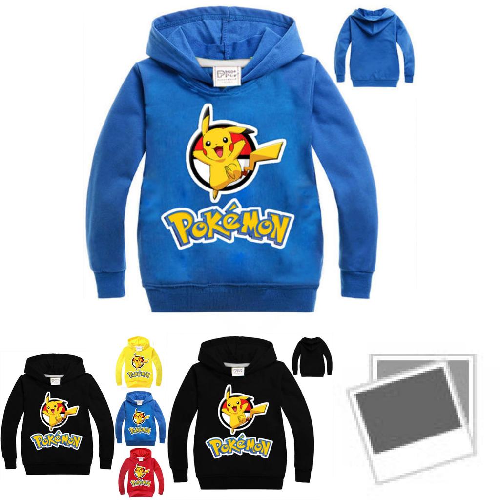 Go Kids Pokemon Ragazzi Ragazze Felpa a Manica Lunga T-shirt Abbigliamento Casual Top