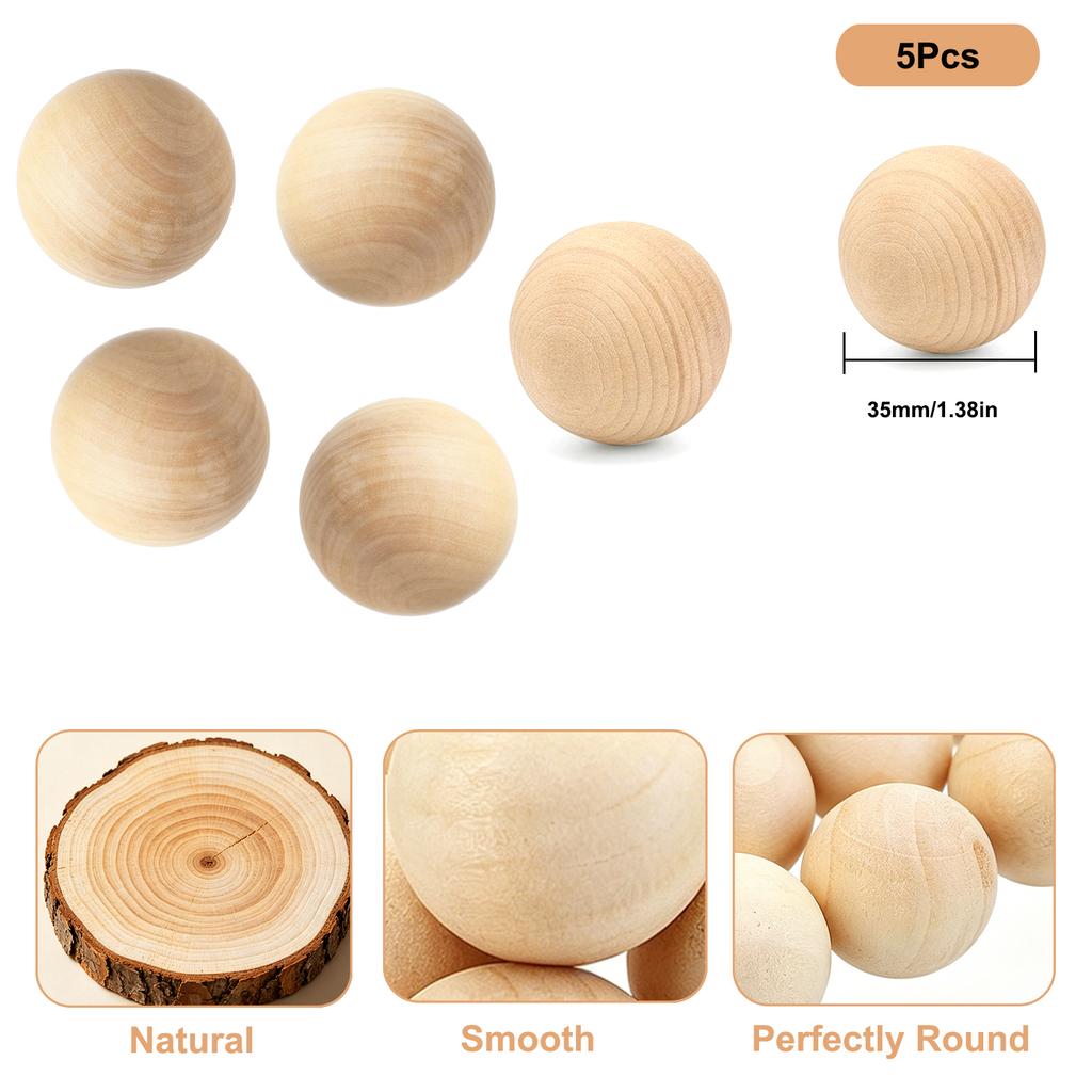 1-50Pcs Wood Ball Dia 6mm-75mm Wooden Primary Color Solids Round Wooden Ball Decoration DIY Home Painted Parts