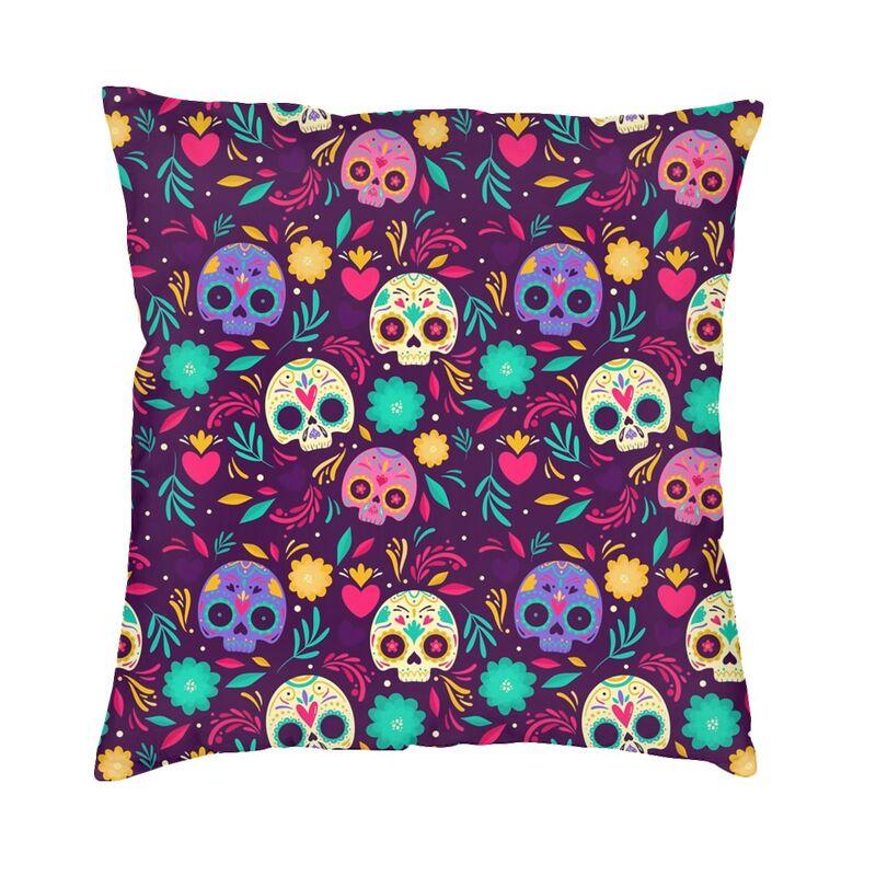Luxury Day Of The Dead Throw Pillow Cover Home Decor Custom Square Mexican Sugar Skull Cushion Cover 45x45cm Pillowcover