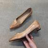 Sheepskin version~ pointed temperament low heel single shoes women's shallow mouth commuting shoes one pedal simple professional work shoes