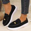 New Lefu Shoes Women's Soft Leather Retro Lazy Man Step On Thick Sole Flat Bottom Comfortable Single Shoe
