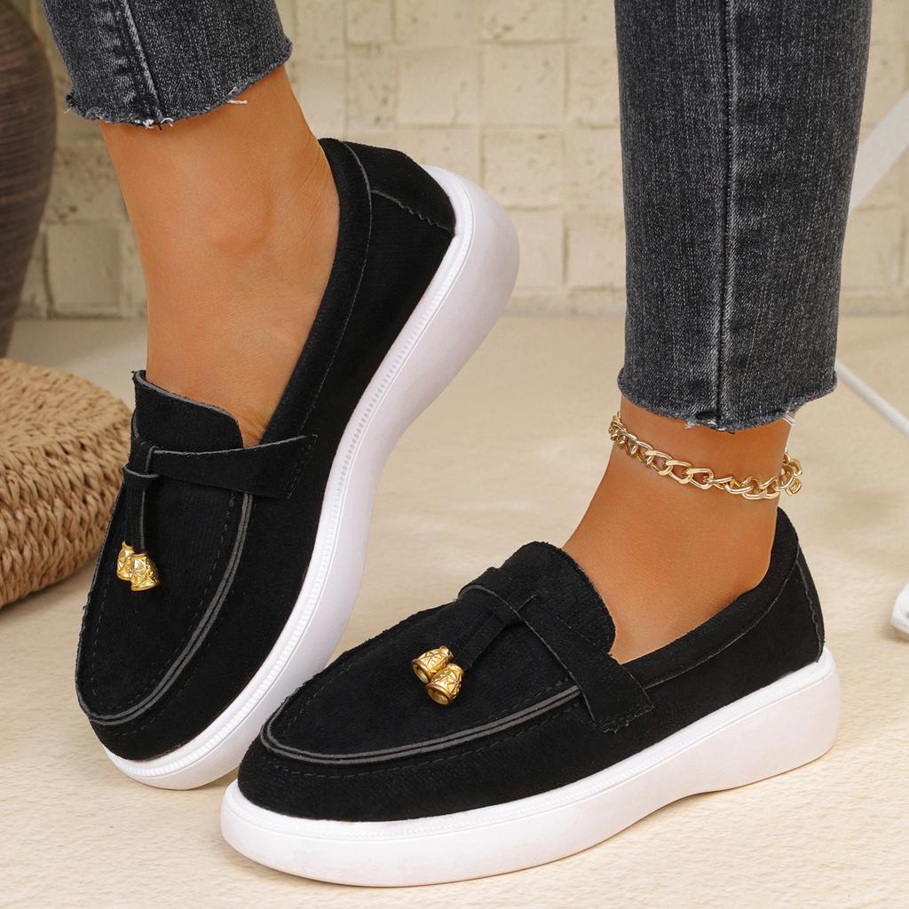 New Lefu Shoes Women's Soft Leather Retro Lazy Man Step On Thick Sole Flat Bottom Comfortable Single Shoe