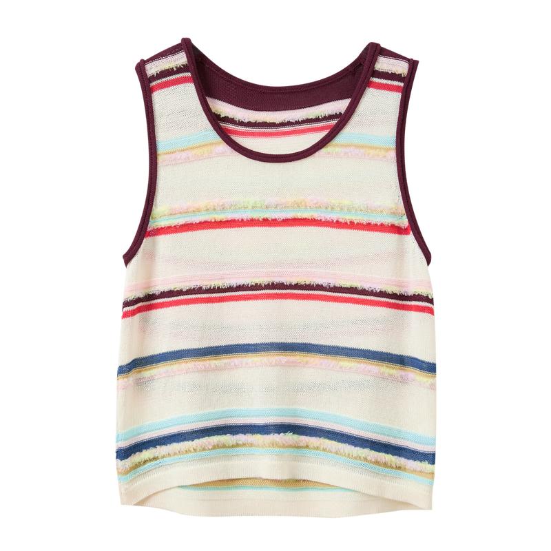 Women s Striped Knit Sleeveless Pullover Vest M