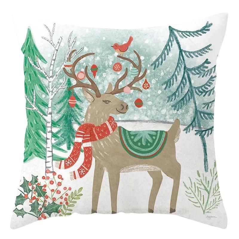 

2024 Новая Рождественская наволочка со снежинкой и лосем, украшение для дивана, офисное сиденье, наволочка, украшение для спальни, дома, праздничный подарок 40x40cm