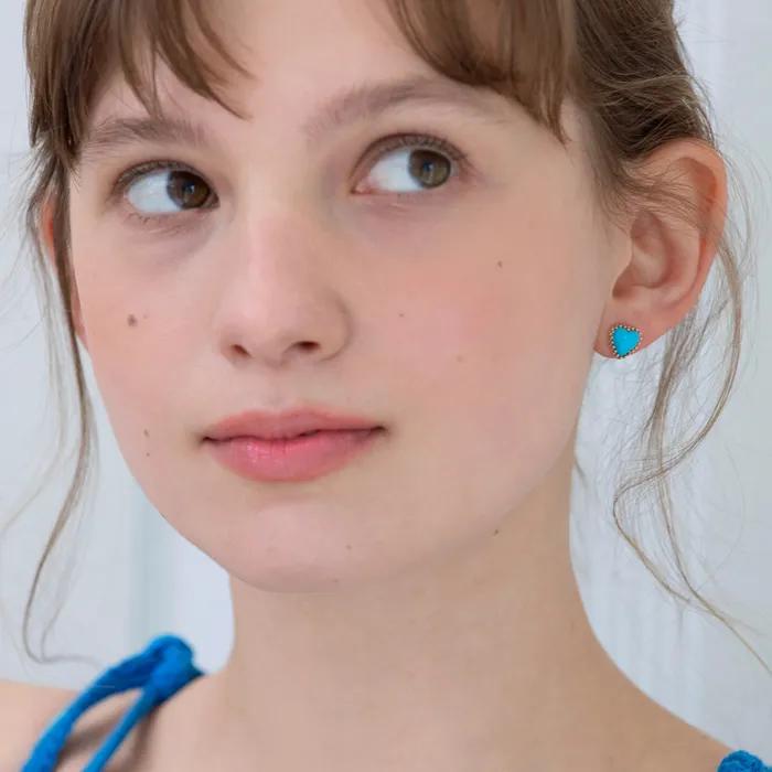 Blue Mini Heart Earrings