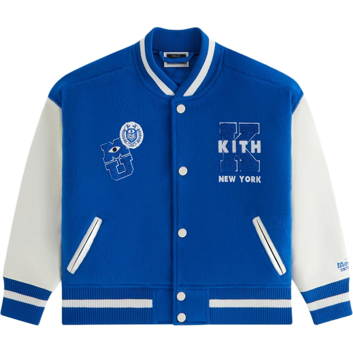 Kith X Disney X Pixar Коллаборация Бейсбольная куртка Монстры Inc Varsity Мода Удобная Простая Универсальная Детская Детские куртки KHK010310-5003 S