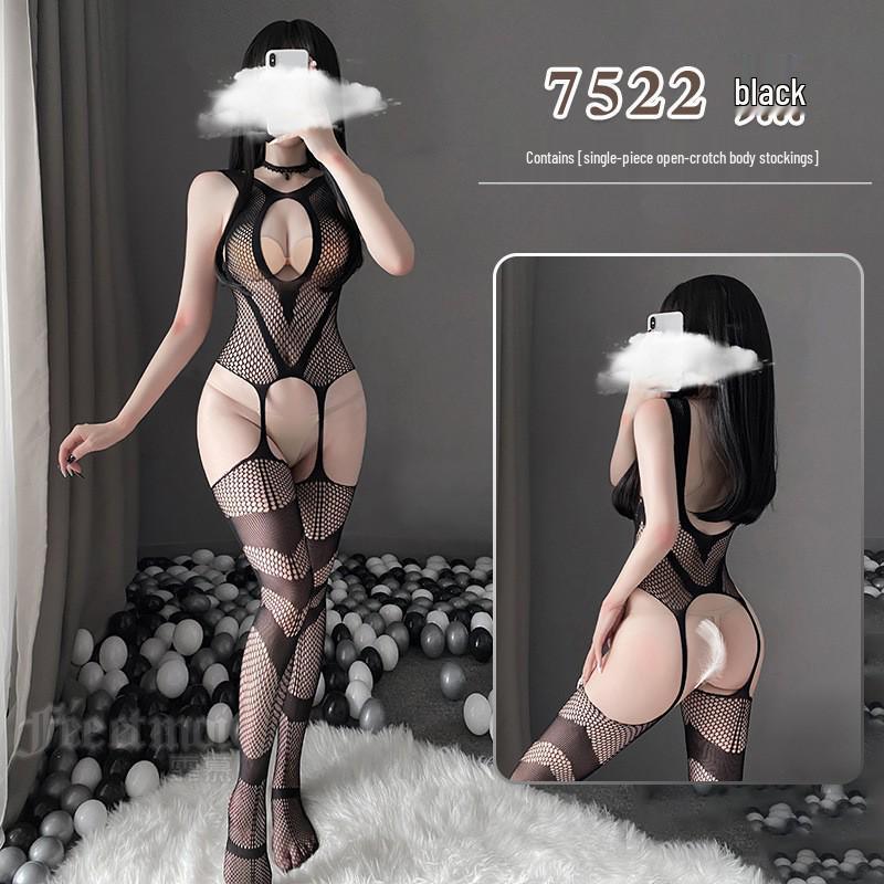 Feimu Erotic Open Crotch Bodystocking Lingerie Set