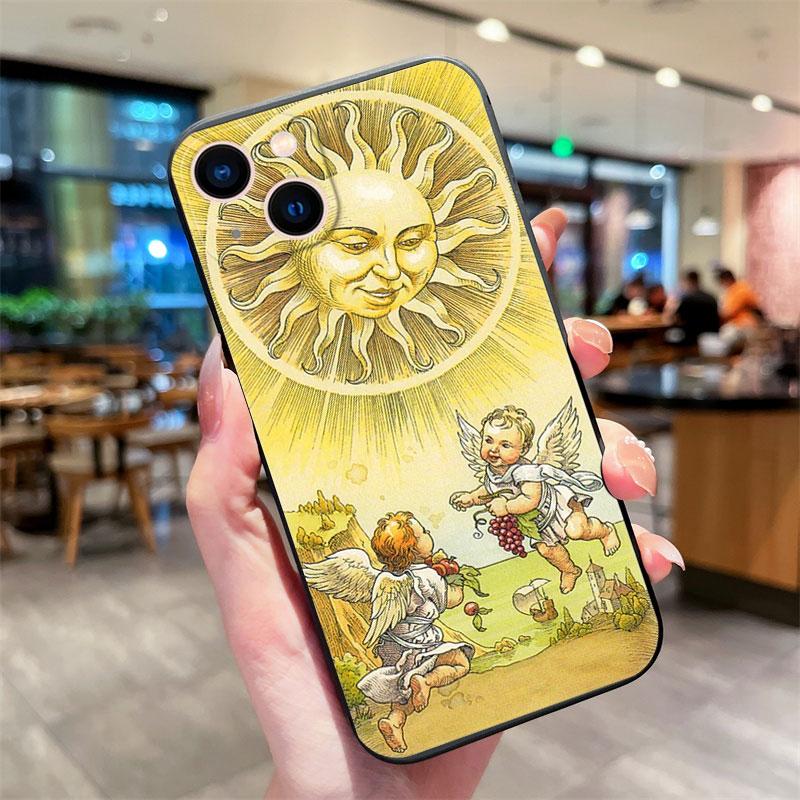 Moon Star Sun Tarot Phone Case for IPhone 13 12 11 14 15 Pro Max XR X XS 7 8 Plus SE Shockproof Soft Silicone Black Cover Fundas