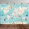 World Map Background Fabric, Durable Polyester Material, Suitable for Indoor and Outdoor Use, Birthday, Christmas, Etc.