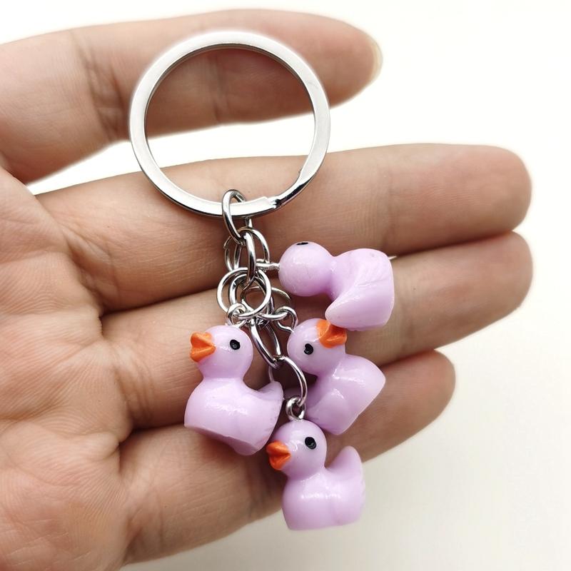 Simple Design Five Mini Yellow Duck Keychain for Women Men Creative Resin Ducks Pendant Cary Keyring Bag Key Chain Jewelry