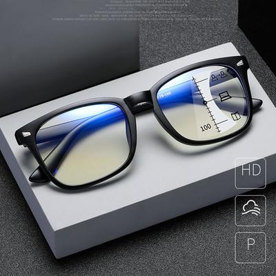 Occhiali da Lettura Occhiali Progressivi Quadrati Uomo Antiriflesso Moda Multifocali Con Diottrie Unisex Computer Donna Fatti a Mano