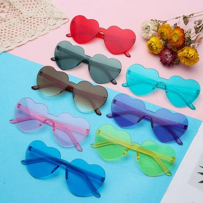 Accesorios Gafas de Sol de Moda Color Caramelo Corazón Gafas de Sol sin Montura para Mujer Gafas de Corazón