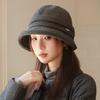 Folded Temperament Bucket Hat Autumn and Winter Hat Women's Fashion Versatile Basin Hat Big Head Circumference Showing Face Small Bucket Hat