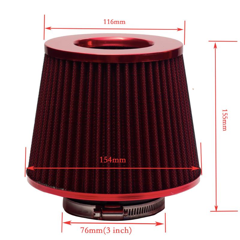 1 Stuk Auto Accessoires 76 Mm 3 Inch Auto Luchtfilters Ventilatiefilter Hoge Doorstroming Inlaat Kit Gaas Kegel Motorbeschermer Vervanging
