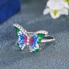 Huitan Fresh Style Women Ring Colorful Enamel Butterfly Inlaid Brilliant CZ Animal Accessories for Party Daily Trendy Jewelry