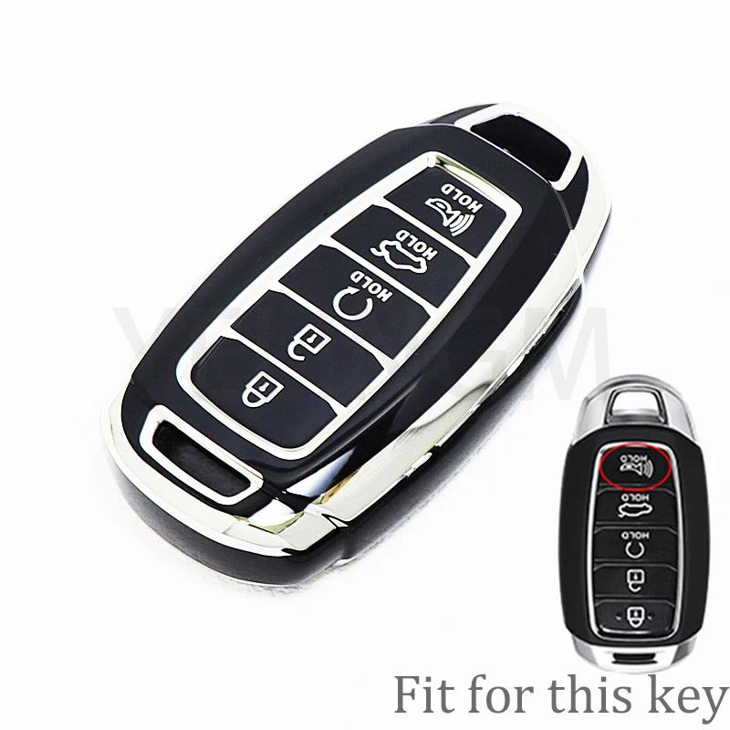 5 Buttons New Soft Tpu Key Fob Cover Keychain For Hyundai Palisade  Elantra Gt Santa Fe Azera Kona Creta Car Accessories