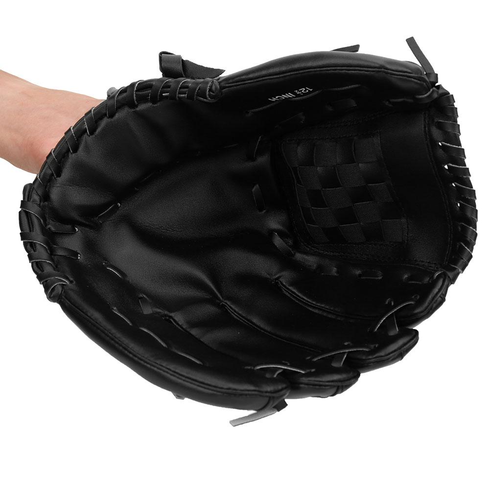 PVC Thicken Baseball Glove Training Competition Gloves for Adults Children(Black 12.5inch)