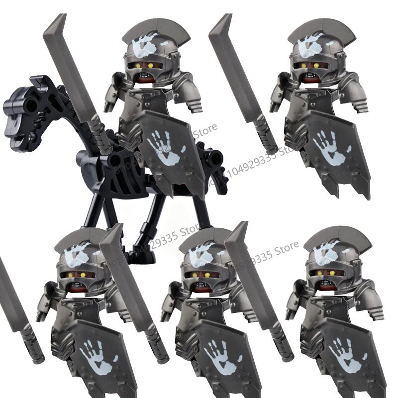 Medieval Knight Figures Building Blocks Elf Guard Dwarf Warrior Wild Boar Sheep Mount Fantasy Movie Character Soldier Bricks Toy