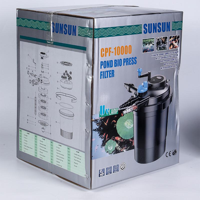 CPF-2500 Sistem de filtrare pentru iaz de pești filtru găleată piscină piscicultură extern 16L potrivit pentru iaz de pești de 3m³ cu lampă germicidă