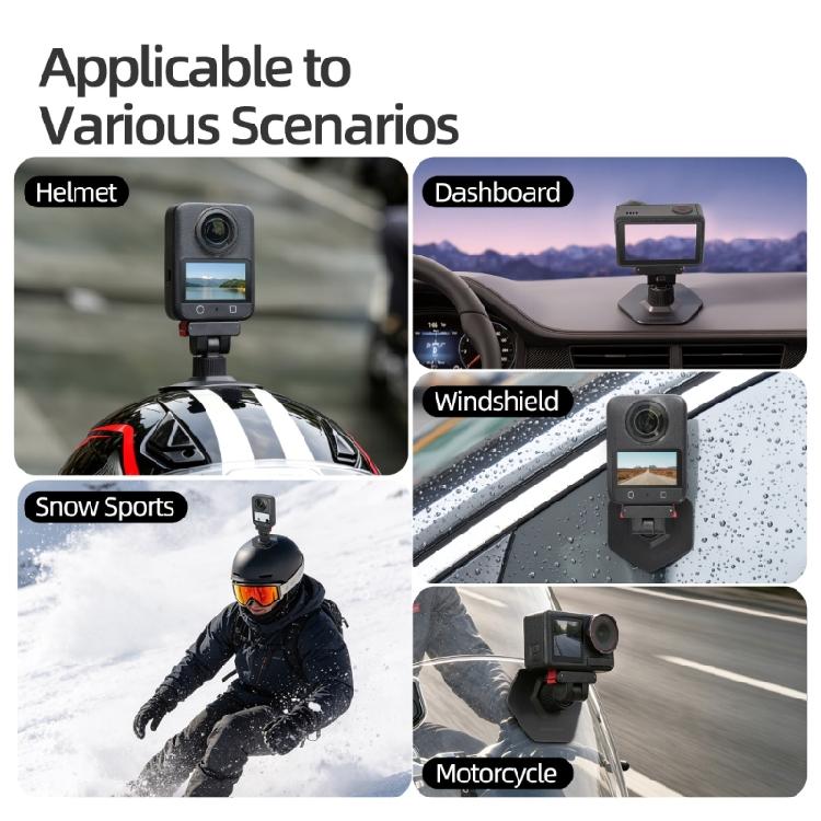 Helmet Camera Holder Compatible for Action 5Pro/4/3/2 Camera, 360°Rotating Joint and Adhesive Base for Outdoor Action Recording