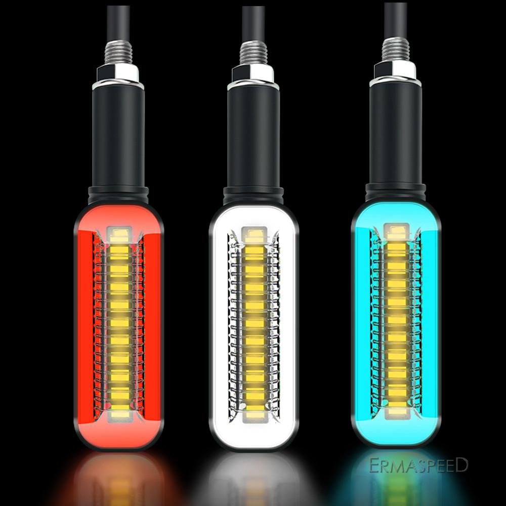 Universal LED Motorcycle Flasher 12V IP68 Waterproof Flowing Water DRL Stop Tail Lamp Indicator Turn Signals Lights