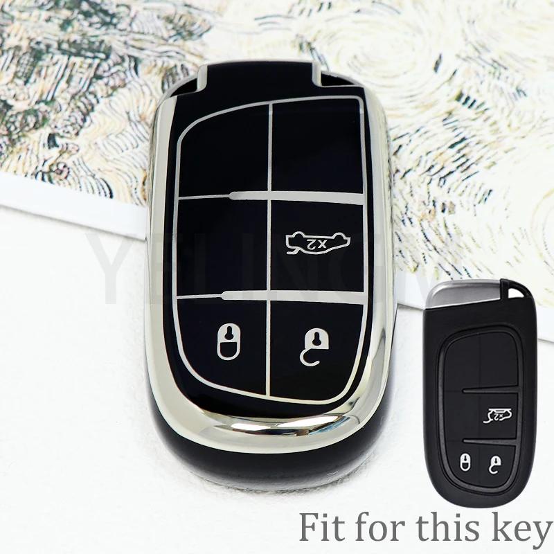 3 5 Buttons Soft Tpu Car Key Case Cover For Jeep Grand Cherokee Dodge Jcuv Dart Journey Chrysler 300C Fiat Remote Fob Keychain
