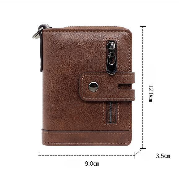 Men Wallets Leather Double Zipper Card Holder Short Male Purse Coin Pocket Vintage Brand High Quailty Men Wallets