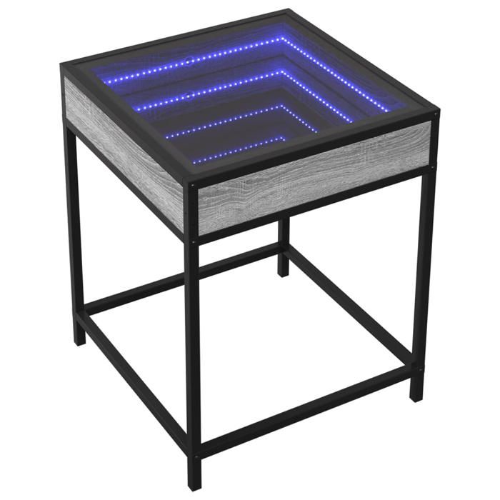 VidaXL Table de chevet avec LED infini sonoma gris 40x40x51 cm 3284094