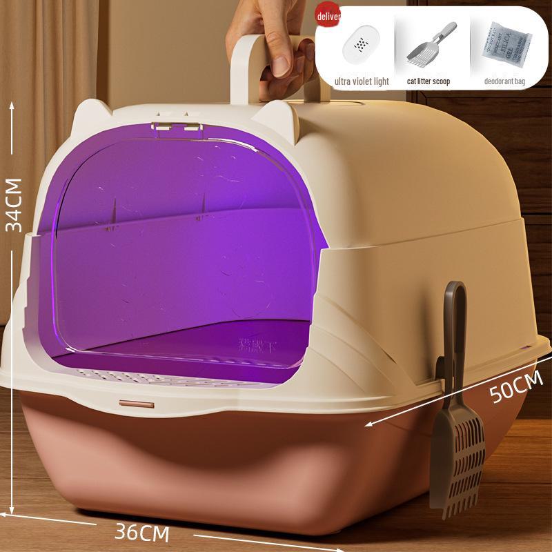 Extra Large Enclosed Cat Litter Box with Deodorant and Anti-Splash Design