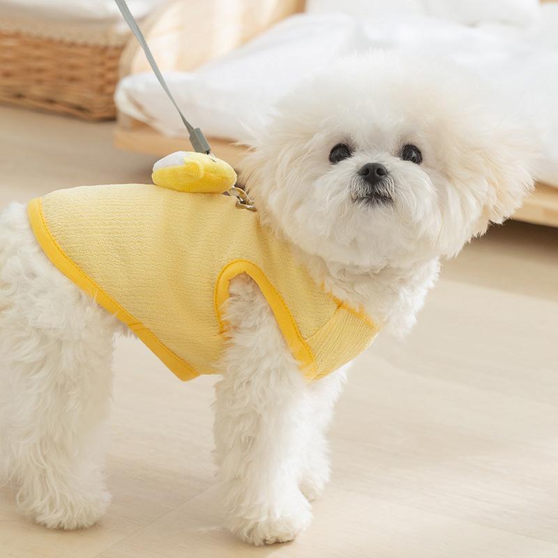 Spring and Summer Dog Cute Cartoon 3D Chicken Pulling Two Legged Vest Cat Thin Teddy Pet Dog Clothes Cooling Vest for Dog