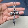Retro Gothic Cross Pendant Necklace - Unisex Ethnic Pattern Sweater Chain