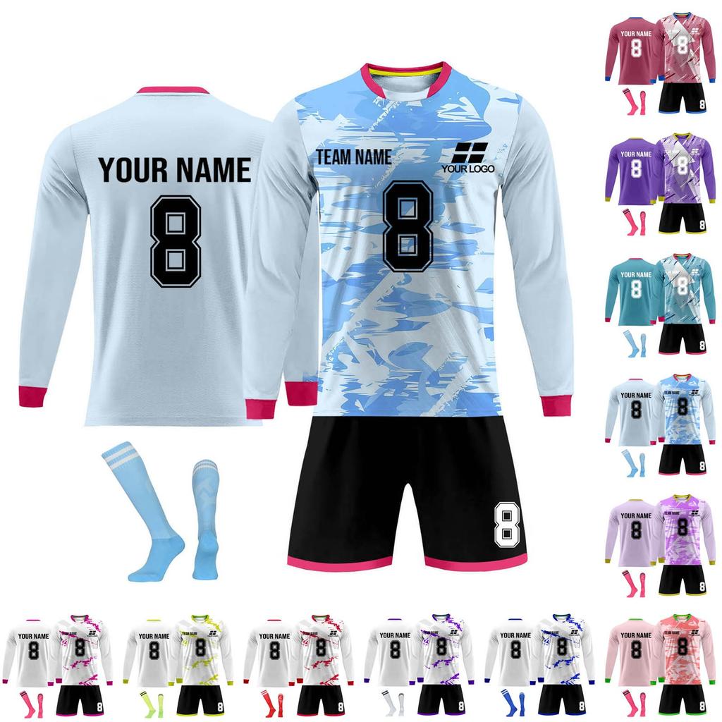 პერსონალიზებული მაისურების ნაკრები მამაკაცის გოგონები სახელწოდებით ფეხბურთის მაისურები ბიჭებისთვის სავარჯიშო კოსტუმი