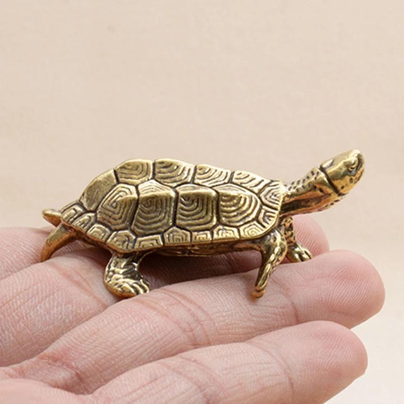 Antique Solid Copper Turtle Ornaments Trumpet Longevity Animal Sculpture Home Office Desk Decorative Simulation Ornament