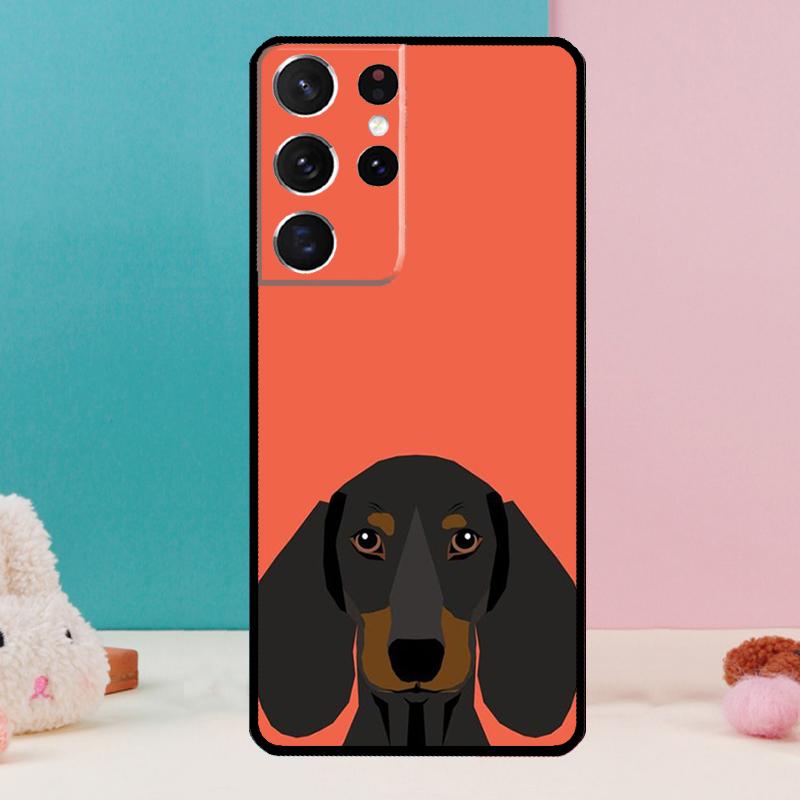 Cartoon Dachshund Sausage Dog Phone Case For Samsung Galaxy S25 S24 S23 S22 S21 Ultra S9 S10 Plus S20 FE Funda Cover Shell