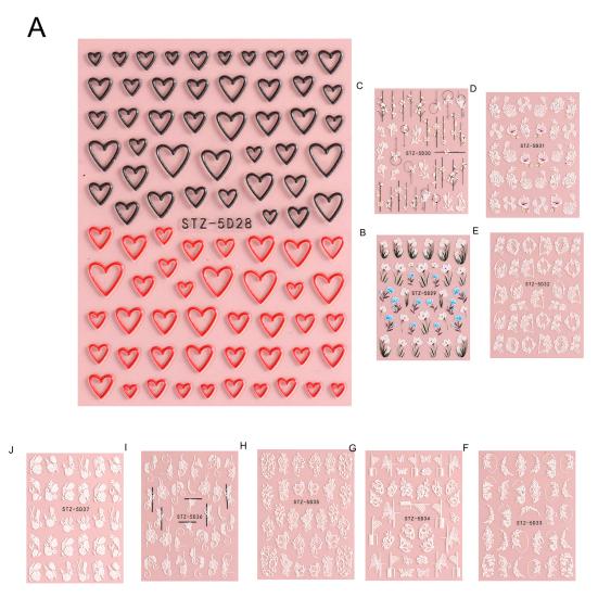 Yousheng Geprägter Nagelsticker Blumen-Abziehbild DIY Nagelkunst Dekoration Frühling Sommer Blume Nageldekoration Sticker Nagelzubehör