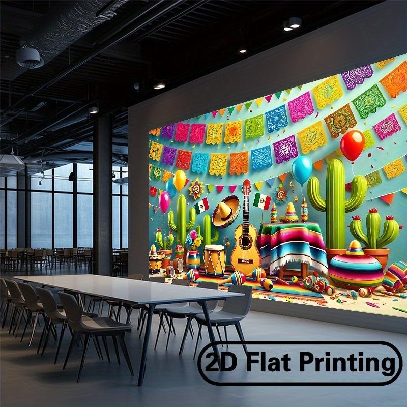 2D Flat Banner - 1 Piece Mexican Festival Celebration Polyester Background Fabric Photo Background Wall Decoration