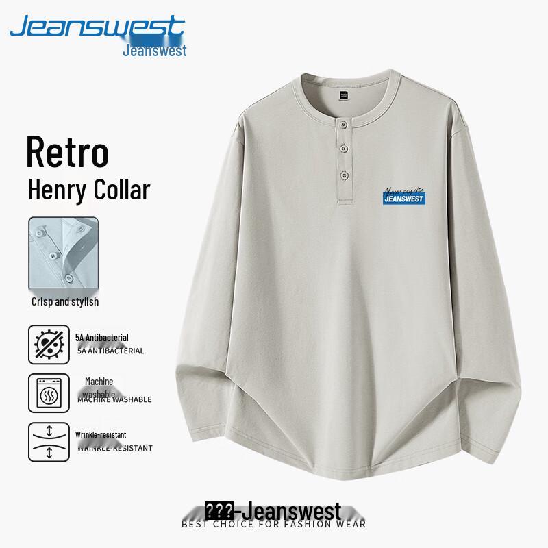 Jeanswest Men s 5A Antibacterial Henley Long-Sleeve T-Shirt