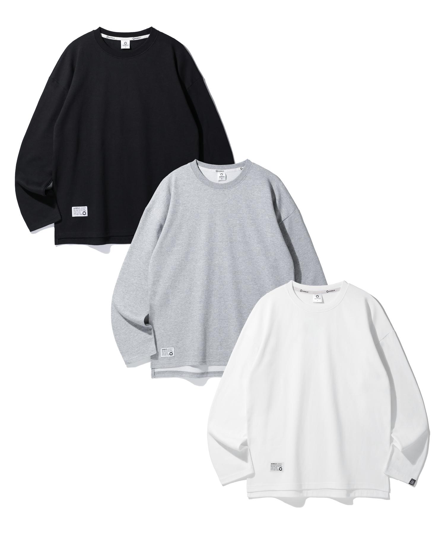 Alvin Clo [3Pack] Semi-Overfit Plain Double Cotton Long Sleeve T-Shirt 3-Piece Package M