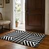 Houndstooth Check Pattern Floor Mat Soft Flannel Absorbent Mat Non-Slip Rug Home Bedroom Bathroom
