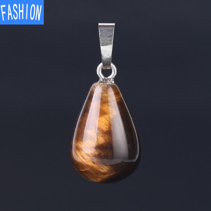 

Женский кулон с натуральным кристаллом, каплевидный кулон с половиной драгоценного камня, тигровый глаз, агат, лазурит, груша, ожерелье, кулон tiger eye