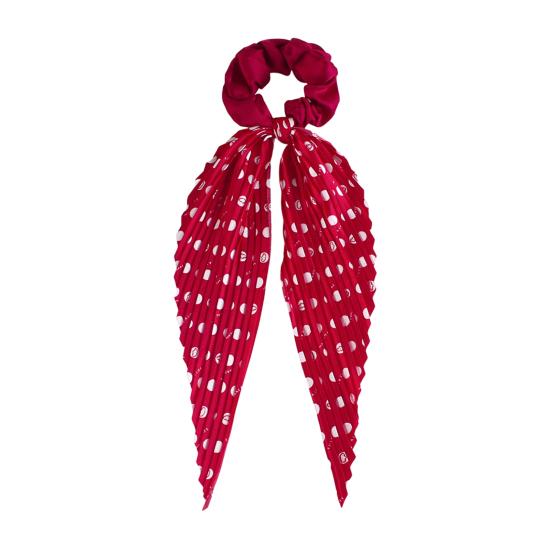 Hair Rope Dot Pleated Print Tie No Ribbon Hair Damage High Elasticity красный