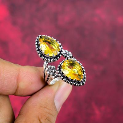 Citrine Ring, 925 Solid Sterling Silver Gemstone Jewelry, Handmade Ring For Thanksgiving