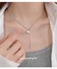 Cui Yan S925 Sterling Silver Korean Asymmetrical Long Necklace with Rhinestones & Pearl Clavicle Chain