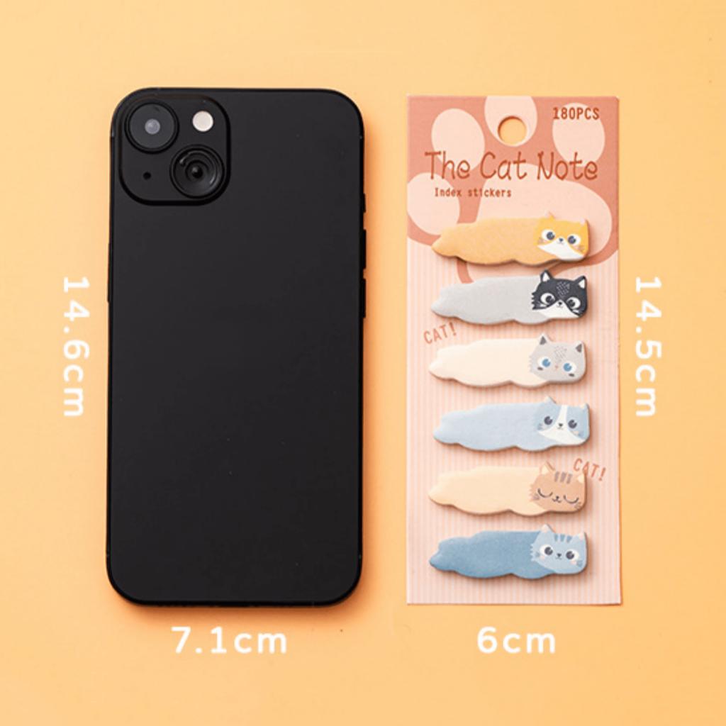 Cartoon Cat Sticky Notes Ins-Style Cute Index Tabs DIY Planner Classification Stickers Memo Message Reusable Sticky Notes