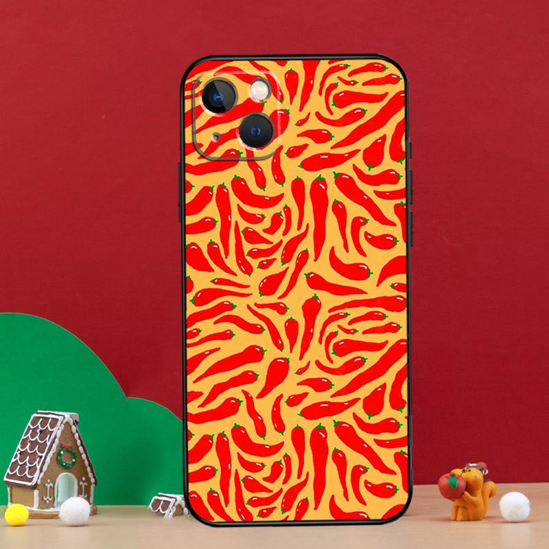 Red Chilli Pepper Pattern Phone Case For iPhone 15 13 11 12 14 Pro Max XS Plus X XR 12 13 Mini Soft Cover