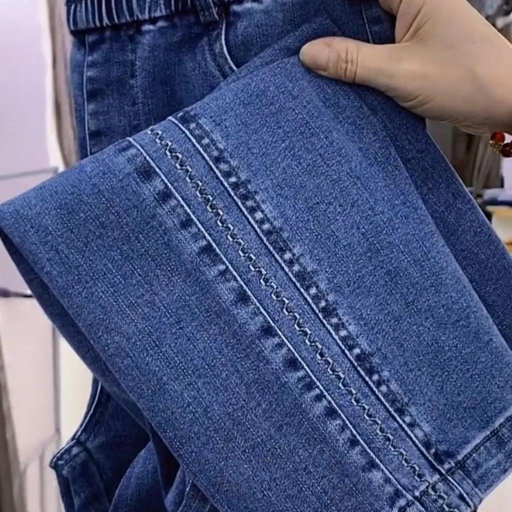 Women's Autumn High Waist Jeans Lady Design Elastic Washed Denim Pants