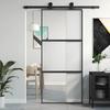 Vidaxl Puerta Corredera, Negra, 90X205 Cm, Vidrio Templado, Aluminio