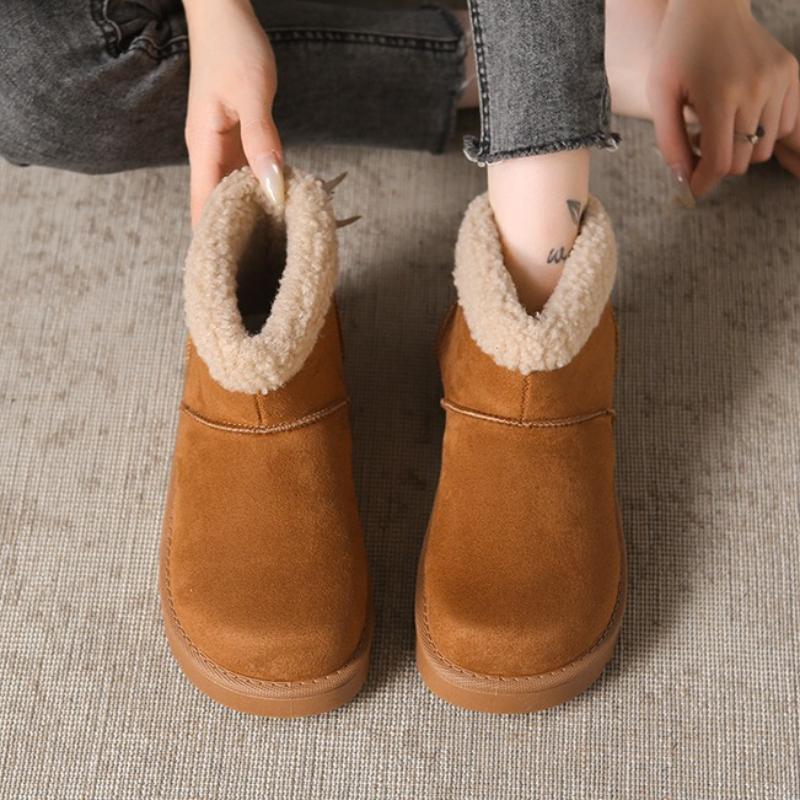 Fashion Women Ankle Snow Boots Suede Flats Platform Warm Winter Shoes 2025 Fashion New Casual Woman Sneakers Fur Cozy Zapatillas Mujer